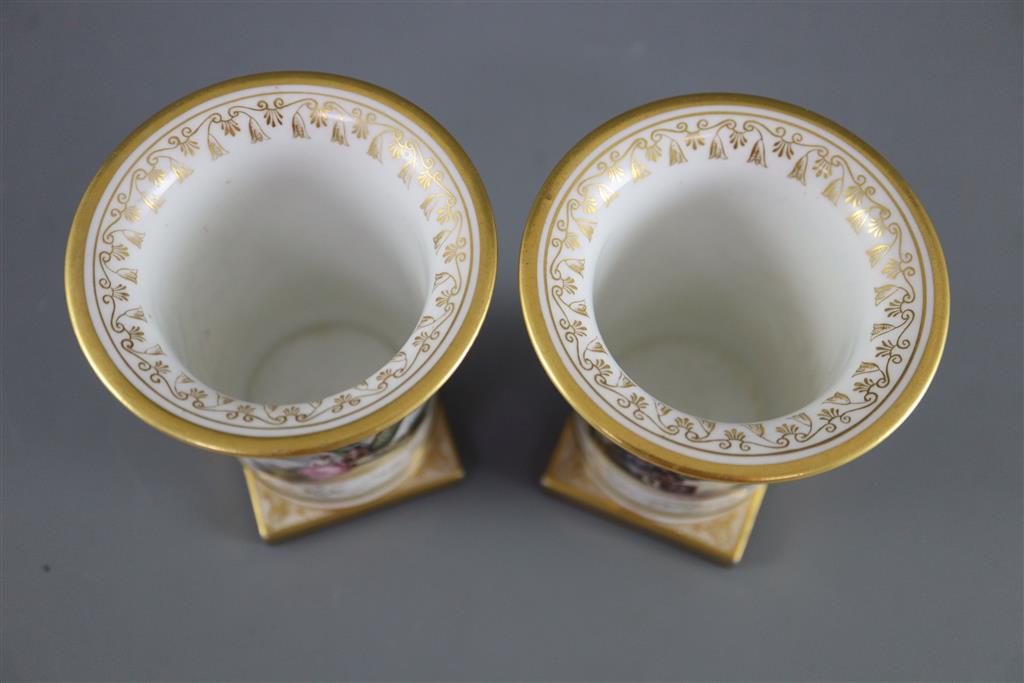 A good pair of Flight, Barr & Barr spill vases, c.1825, 9cm high